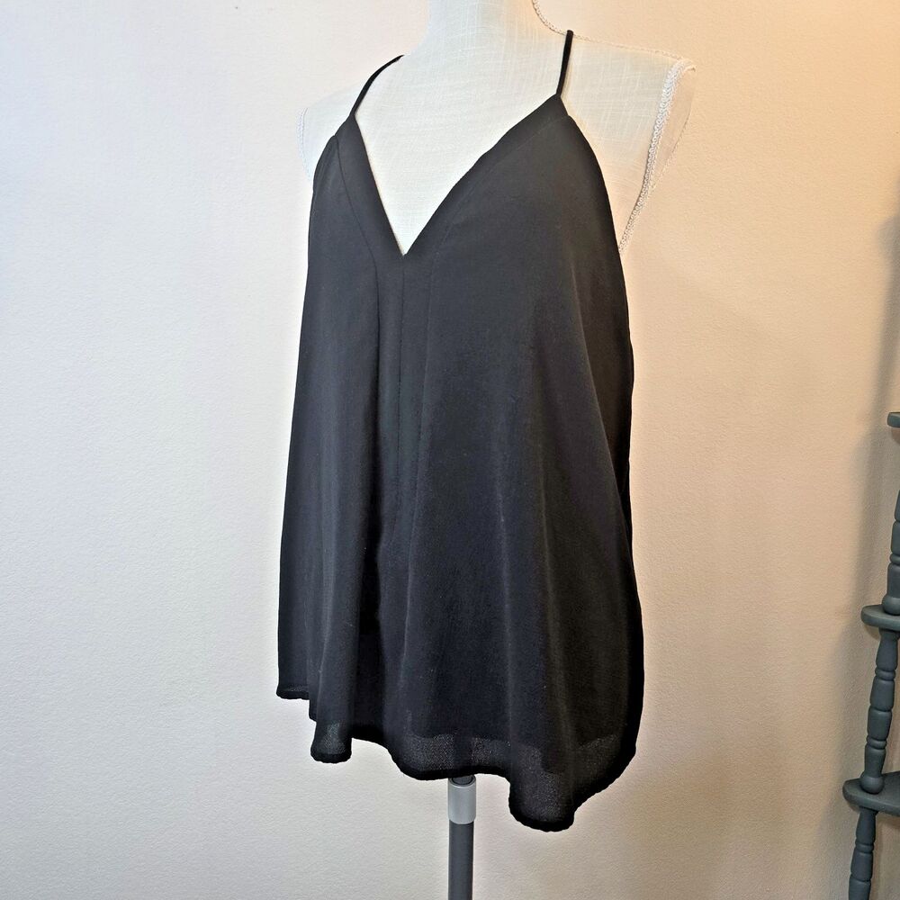 Forolav Women’s Black Spaghetti Strap Racer Back Lined Top Sleeveless Size XL